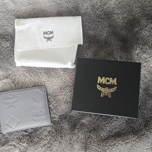 MCM Men's Grey Embossed Leather Wallet - MCM